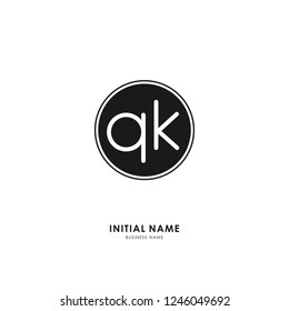 Q K QK Initial logo letter with minimalist concept. Vector with scandinavian style logo.
