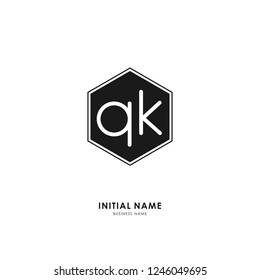 Q K QK Initial logo letter with minimalist concept. Vector with scandinavian style logo.