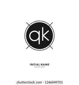 Q K QK Initial logo letter with minimalist concept. Vector with scandinavian style logo.