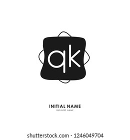 Q K QK Initial logo letter with minimalist concept. Vector with scandinavian style logo.