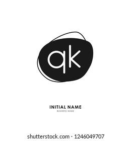 Q K QK Initial logo letter with minimalist concept. Vector with scandinavian style logo.