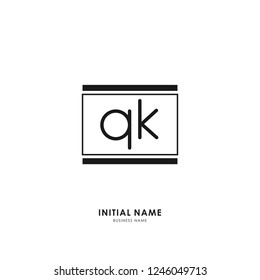 Q K QK Initial logo letter with minimalist concept. Vector with scandinavian style logo.