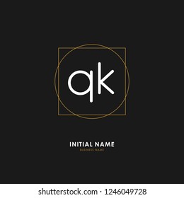 Q K QK Initial logo letter with minimalist concept. Vector with scandinavian style logo.
