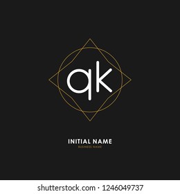 Q K QK Initial logo letter with minimalist concept. Vector with scandinavian style logo.