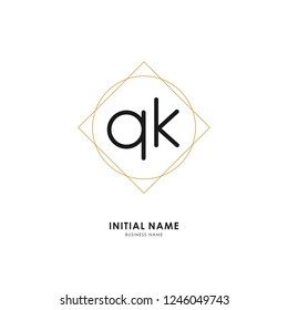 Q K QK Initial logo letter with minimalist concept. Vector with scandinavian style logo.