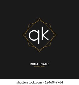 Q K QK Initial logo letter with minimalist concept. Vector with scandinavian style logo.