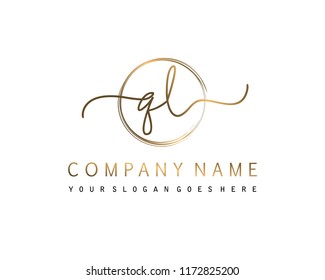 Q L Initial handwriting logo vector