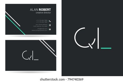 Q & L joint logo stroke letter design with business card template