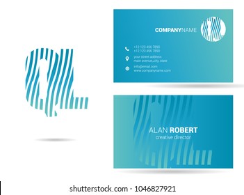 Q & L joint logo waves letter design with business card template