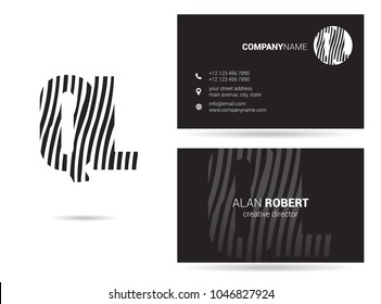 Q & L joint logo waves letter design with business card template