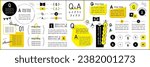 Q and A Layout Design Ideas with Text frames, Speech bubbles, Borders, and Other Decorations, Yellow ver. (Text translation: "Sample text","Layout Ideas") Open path available. Editable.