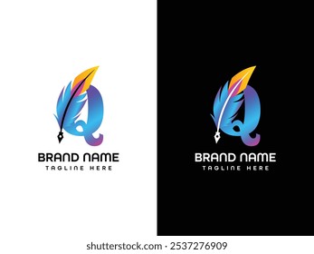 Q Leaf Aroplane Letter Logo Design