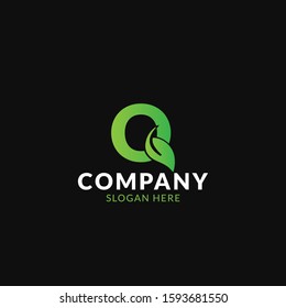 Q Leaf Letter Logo Icon Design in Green Colors. Eco Bio Letter Design Vector Illustration.