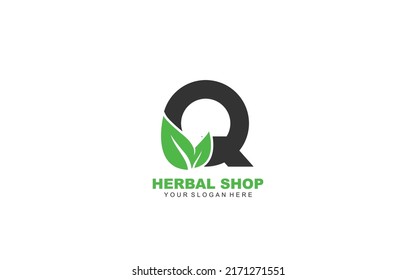 Q LEAF logo design inspiration. Vector letter template design for brand.