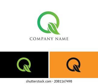 Q Leaf Logo Design Template