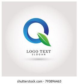 Q Leaf Logo. Symbol & Icon Vector Template