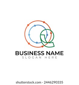 Q lette gradient abstract colorful 3d  logo design
