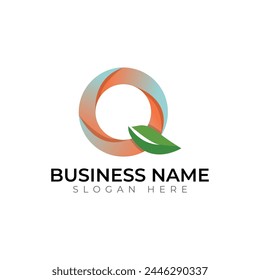 Q lette gradient abstract colorful 3d  logo design
