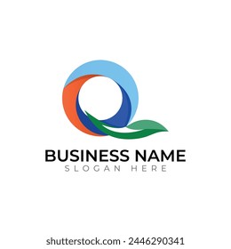 Q lette gradient abstract colorful 3d  logo design
