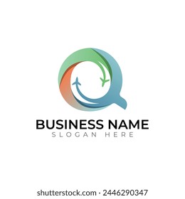 Q lette gradient abstract colorful 3d  logo design
