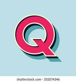 Q letter of 3d vector illustrated relief retro font with shadow