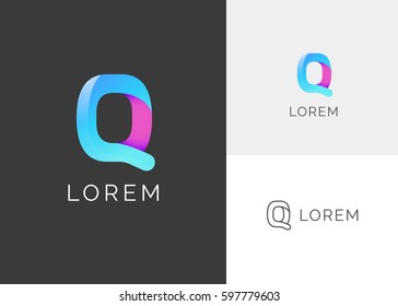 Q Letter Alphabet Colorful blue abstract business logo template