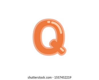 Q letter alphabet orange candy jelly glossy vector isolated on white background 