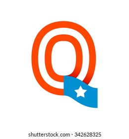 Q letter with american stars and stripes. Vector design template elements for your application or corporate identity.