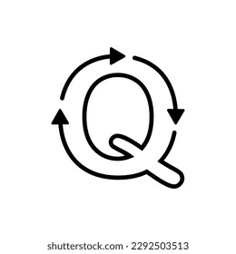 q Buchstabe mit Pfeildesign-Vorlagengrafik