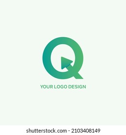 Letra Q con flecha. Letra Q Gradiente Con Diseño De Iconos Con Logotipo De Flecha. Ilustración vectorial. Uso para logotipos de empresas y marcas.
