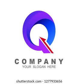 Q letter arrow logo element, design illustration