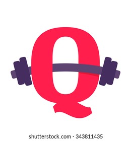 Q letter with barbell. Vector design template elements for your application or corporate identity.