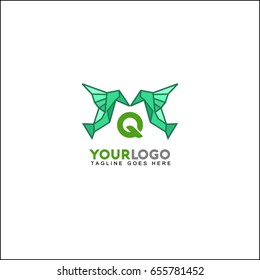 Q Letter bird logo icon design template elements