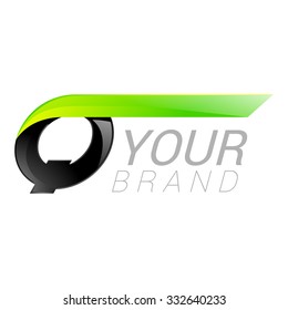 Q letter black and green logo design Fast speed template elements