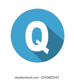 Q Letter Blue Icon with Flat Shadow