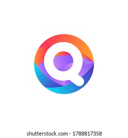 Q letter Circle logo design.Q letter logo with circle.Q letter Ellipse logo with gradient.