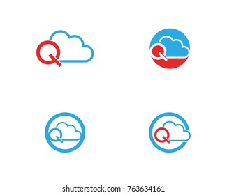 Q letter cloud logo design template