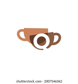 q letter coffee cup overlapping color logo vector icon illustration