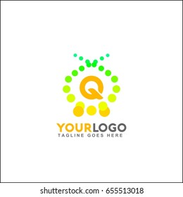Q letter colorful creative logo concept template