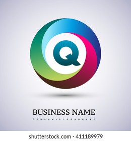 Q letter colorful logo in the circle. Vector design template elements for your application or company identity.