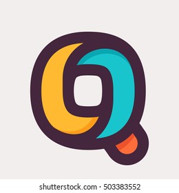 Q letter colorful logo. Flat style design. Creative typographic elements for posters, t-shirts and cards.