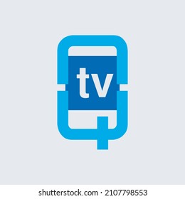 Q letter concept logo for TV. Qtv letter mark iconic logo vector illustration. Logo vector design.