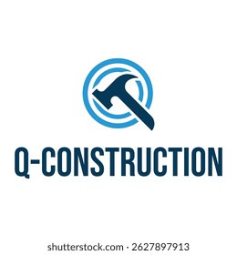 q letter construction build flat minimalist logo design