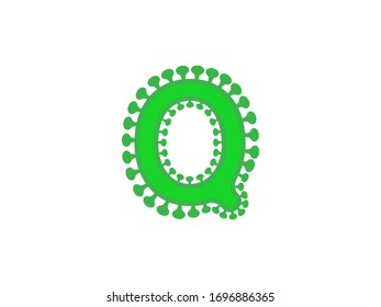 q letter coronavirus floral font covid vector design element