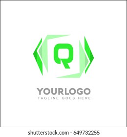 Q letter creative brand. Abstract trendy green logo design element . Vector illustration for business company visual identity