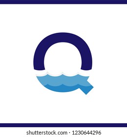 Q Letter and creative wave logo vector template