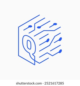 q letter Cube Tech Logo vector icon illustration