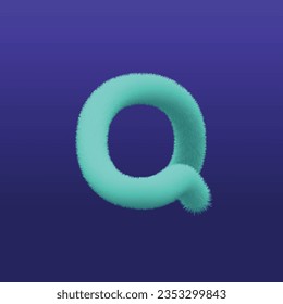 q letter cute green purple