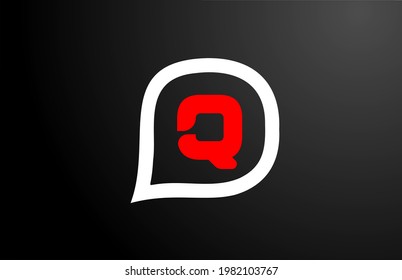 Q letter design with red question cloud. Alphabet logo design. Branding icon for products and company
