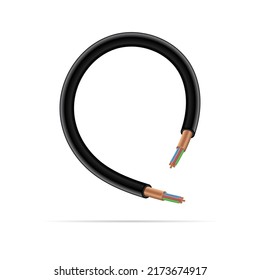 Q letter electric cable design. Vector realistic font for logo, app logo, creative template etc.